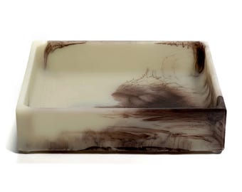 Handmade Resin Catch All - Bone & Coffee - Valet Tray - Desk Organizer - Home Decor