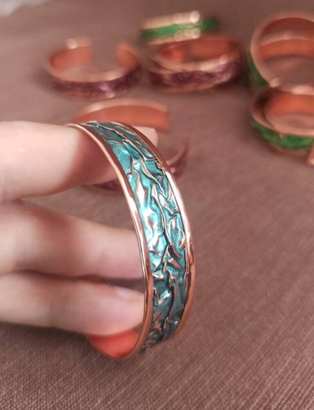 Turquoise Copper Women Bracelet,copper Bracelet, Green Copper Bracelet