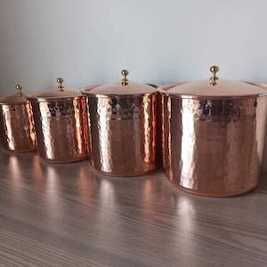 Copper spice container set, copper kitchen molds,turkish copper, hammered copper box,copper container,kitchen canister set