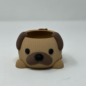 Knitted Puppy Dog Flower Pot, Puppy Planter, Pencil Holder, 3D Printed Pot, 3D Printed Planter with Drainage, Succulent Planter, Pet Planter