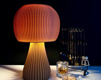 Holzpilzlampe, 3 Farben, Pilztischlampe