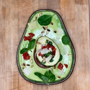 Keramik Avocado Platte, Antipasti Platte mit Avocado Motiv, Snack Teller, Obst Teller, Sushi Platte
