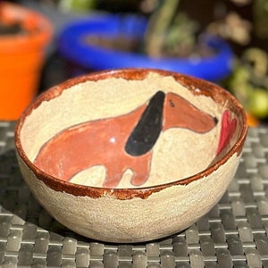 Cereal bowl with dachshund hand-made, gift for dachshund lovers, bowl with dog, cereal bowl with animal motif, handmade ceramic bowls