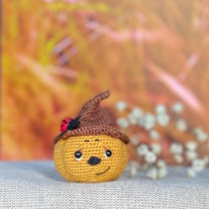 Crochet pumpkin 3.5 cm, mini amirugumi pumpkin, autumn table decoration, tiny crocheted Halloween pumpkin miniature, dollhouse autumn decoration