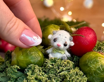 Tiny crocheted goat, miniamirugumi goat 2.7 cm, pocket doll, pocket buddy mini goat, small figure dollhouse accessories, doll house