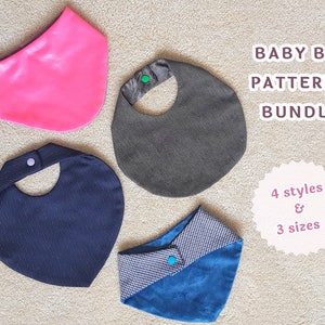 Baby Bib Bandana Bib Sewing Pattern  Reversible Baby Girl Boy Dribble, Burp Absorbent Drooling, Easy Beginner Tutorial PDF Instant Download