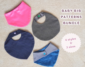 Baby Bib Bandana Bib Sewing Pattern  Reversible Baby Girl Boy Dribble, Burp Absorbent Drooling, Easy Beginner Tutorial PDF Instant Download