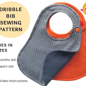 Patrón de costura de babero para bebé en PDF, patrón de costura de babero reversible para bebé en PDF, patrón de babero fácil para bebé, babero tipo baba, descarga de patrón de costura de babero tipo bandana