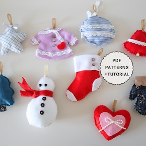 PDF CHRISTMAS Ornaments Easy Sewing Pattern, DIY Christmas Tree Felt Decorations Set Garland, Easy Handmade Holiday Decor, Digital Download
