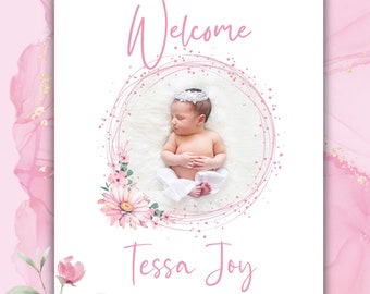 Baby Customised Birth Announcement; Baby Birth; Personalised Birth Announcement, Newborn Baby; Digital download; Your photo baby card
