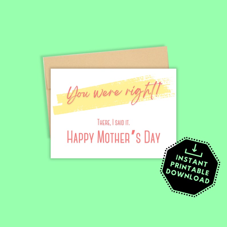 Funny Mother's Day Ecard Printable Downloadable Greeting Card for Mom ...