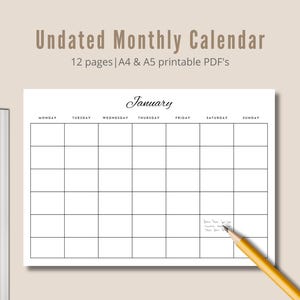 May include: A printable, undated monthly calendar template for January. The calendar is in black and white with a simple grid layout. The days of the week are listed across the top, and the numbers for each day are written in the boxes below.