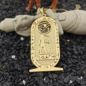 925 Sterling Silver Egyptian Script, God of Knowledge Thoth Djehuti Pendant cartouche necklace personalized name god necklace