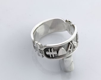 Bague cartouche égyptienne, bague hiéroglyphique avec deux noms, bijoux égyptiens anciens, bague prénom en argent sterling 925 sur mesure