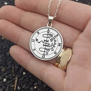 Asmoday Sigil Necklace - asmodai asmodeus locket necklace occult demonolatry satanic ritual invocation altar magic gift 925 Sterling Silver