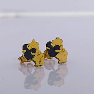 Zilveren teddybeer Stud Oorbellen, dierlijke oorbellen, dierlijke sieraden, cartoon oorbellen, cartoon sieraden, cadeau voor kinderen