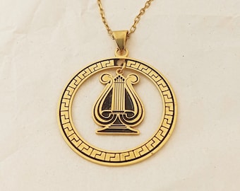 Anpassbare Apollo Lyra Halskette, personalisierter Harfe Anhänger, Musikalischer griechischer Schmuck, Lyraharfe Halskette, Musiklehrer Schmuck Geschenk