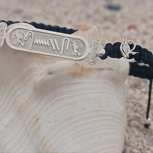 Egypt Cartouche Hieroglyph Name Bracelet Ancient Antique Egyptian Jewelry 925 Sterling Silver