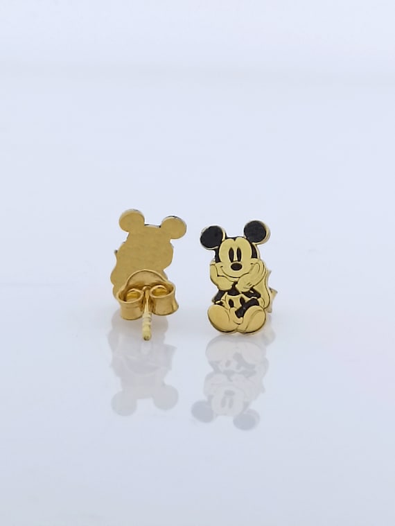 Mickey and Minnie Mouse Earrings Silver Minnie Mouse Earrings Mickey Mouse  Studs Mouse Jewelry Disney Miki Mouse Double Earrings 