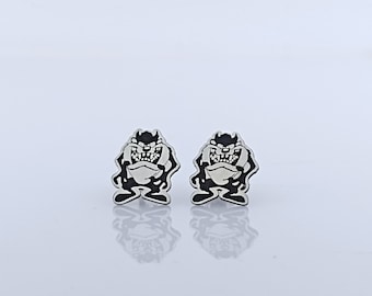 Silver Taz Stud Earrings, Tasmanian Devil Cartoon Earrings, Animal Earrings, Animal Jewelry, Cartoon Jewelry, Gift for Kids