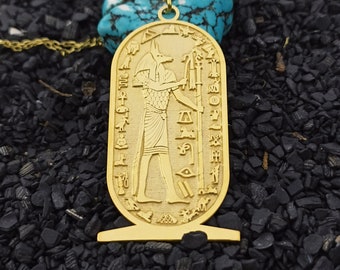 Egyptian God Anubis Cartouche Necklace, Hieroglyph Necklace Jewelry, Custom Made Necklace, 925 Sterling Silver Egypt Necklace with Name