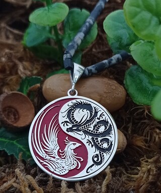 Collana Yin Yang Drago E Fenice In Argento Sterling 925 Per Coppie - Gioiello Unisex Con Pendente Equilibrio, Ipoallergenico, Regalo Per Fidanzati, Marito E Moglie