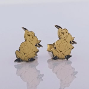 Zilveren Peter Pan Stud Oorbellen, Cartoon oorbellen, Cartoon sieraden, cadeau voor kinderen