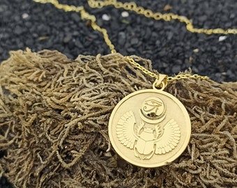 Ägyptische personalisierte Skarabäus-Halskette, Hieroglyphen-Halsketten-Schmucksachen, maßgeschneiderte Halsketten-Käfer-Anhänger, Ägypten-Halskette mit Namen