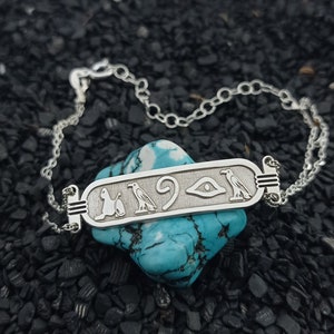 Egypt Cartouche Hieroglyph Name Bracelet Ancient Antique Egyptian Jewelry 925 Sterling Silver