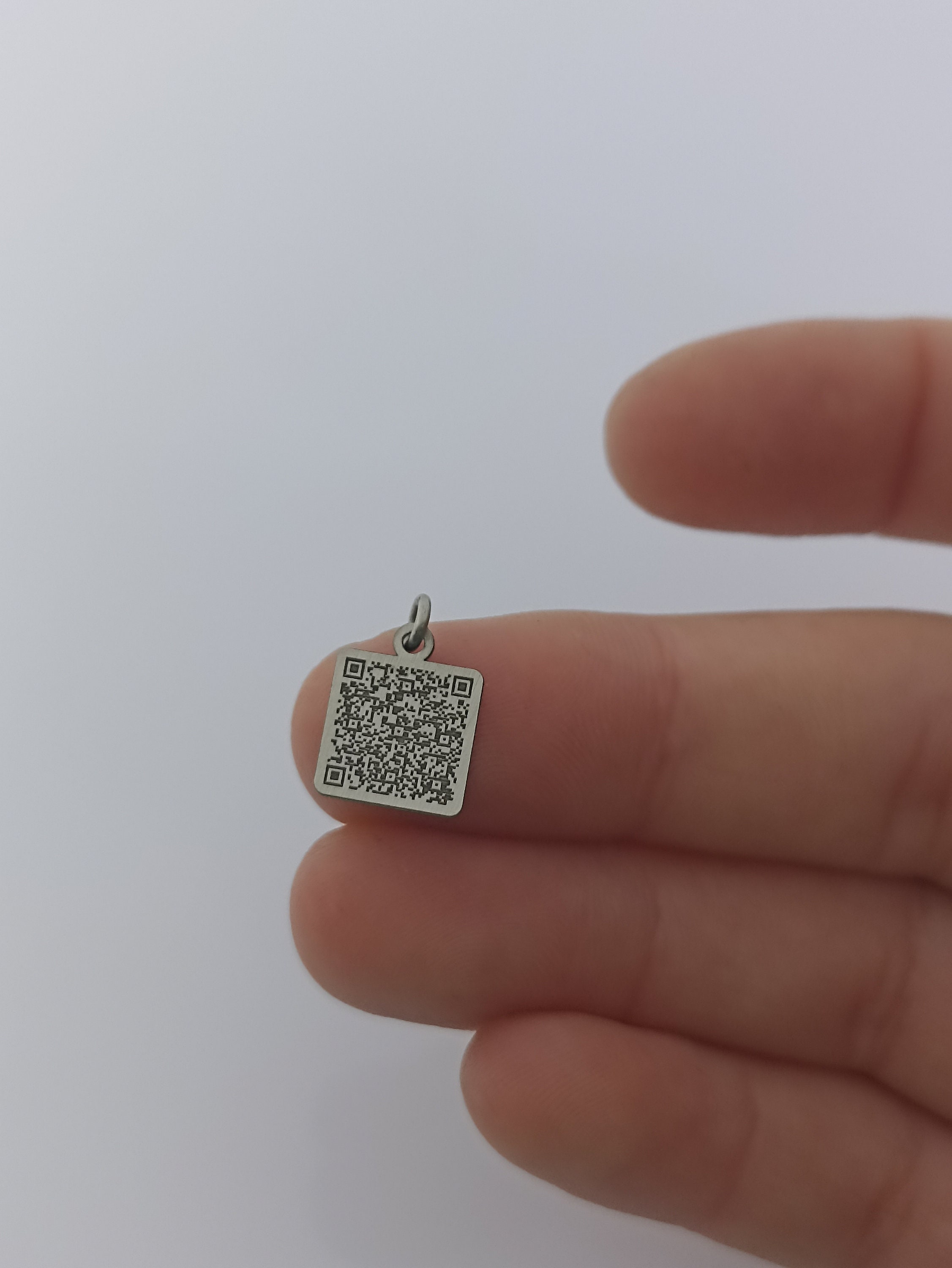 QR Code Logo Charm, Link Tag for Your Brand, Two Side Engraved Charm ...