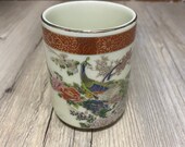 1979 Vintage Satsuma Arnart Imports Tea Cup Peacock Crackle Design Japan