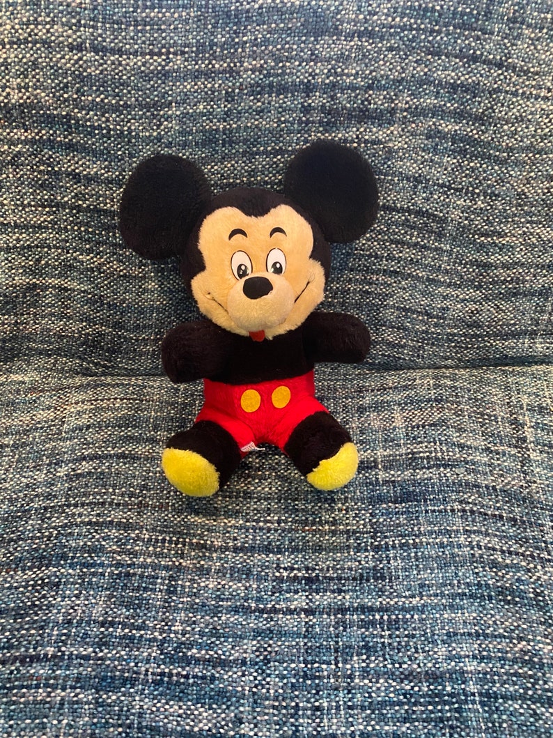 Vintage 1970s Mickey Mouse Walt Disney World Peluche Toys Taiwán 11 " Raro imagen 1