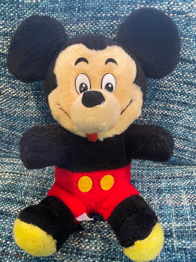 Vintage 1970s Mickey Mouse Walt Disney World Peluche Toys Taiwán 11 " Raro imagen 2