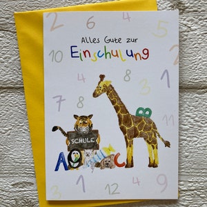Iscrizione scolastica, biglietto pieghevole, A6, biglietto di auguri, animali
