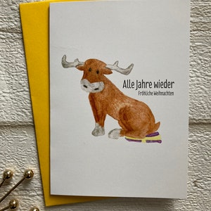 Weihnachtskarte, Klappkarte, Elch, Schweden, A6