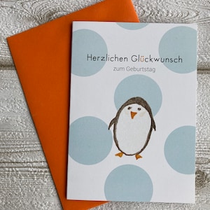 Geburtstagskarte, Klappkarte, Pinguin, A6