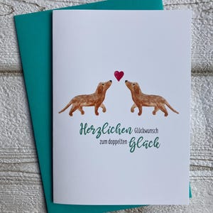 Geburtstagskarte, Klappkarte, A6, Geburt, Hunde, Zwillinge