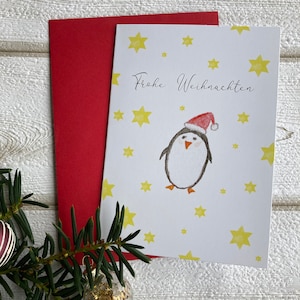 Weihnachtskarte, Klappkarte, Pinguin, A6
