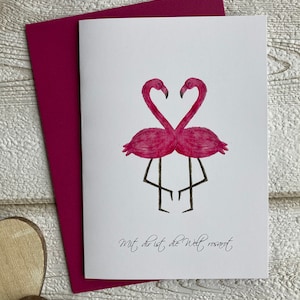Valentinstagskarte, Klappkarte, Flamingo, A6