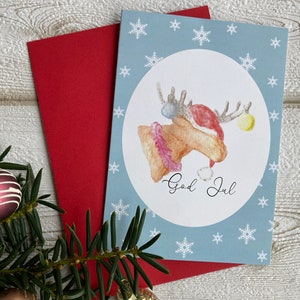 Weihnachtskarte, Klappkarte, Elch, Schweden, A6