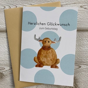 Geburtstagskarte, Klappkarte, Elch, A6