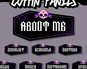 Grunge Gothic Coffin Twitch Panels: Spiderweb Stream Overlays (Digital Download)