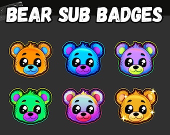 Bär Twitch Sub Badges, Streamer Grafiken (Digitaler Download)