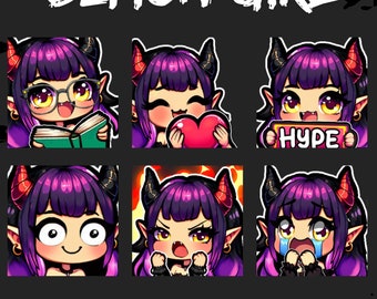 Demon Girl Twitch Emotes | Kawaii Anime Succubus Pack (Digitaler Download)