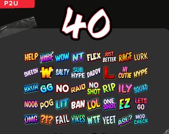 40 Twitch Text Emotes Pack: Instant Download