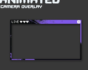 Animated Purple Pixel Webcam Overlay | Retro Heart Pixel Stream Camera Border | Twitch, YouTube, OBS, Kick