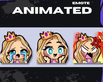 Animated Blonde Princess Twitch Emotes: Chibi Queen Pack (Digital Download)
