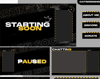 ANIMATED Urban Street Overlay Package - Bundle - Black and Yellow - Twitch - Youtube - Kick