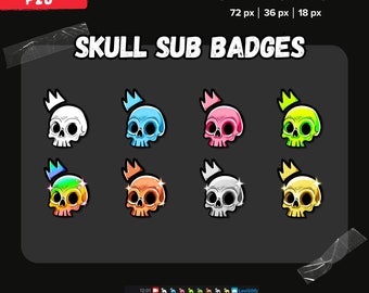 King Skull Sub Badges for Twitch, Kick, YouTube (Digital Download)