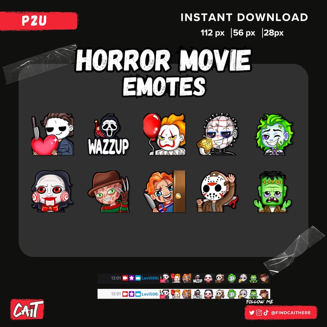 Horror Movie Twitch Emotes Michael Myers, Saw, IT, Jason Halloween ...